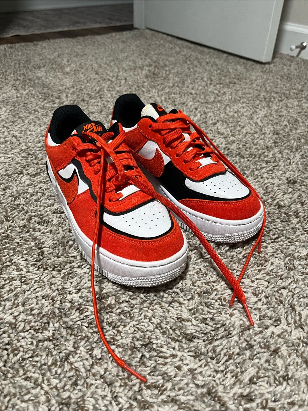 Nike Air Force 1s in Orange, White & Black